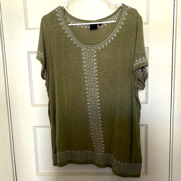 Rafaella Olive Green Embroidered Women's Top Size XL - Picture 1 of 4